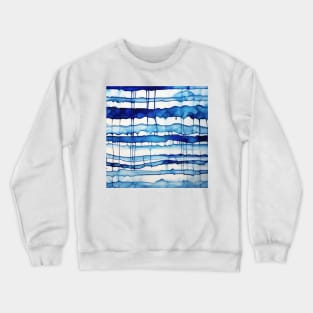 Blue Horizontal Watercolor Stripes Crewneck Sweatshirt